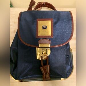 Backpack Vintage Piero Guidi Linebold Leather Navy & Gold